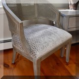 F07. Pair of cane back lounge chairs 37”h x 26”w x 23”d 